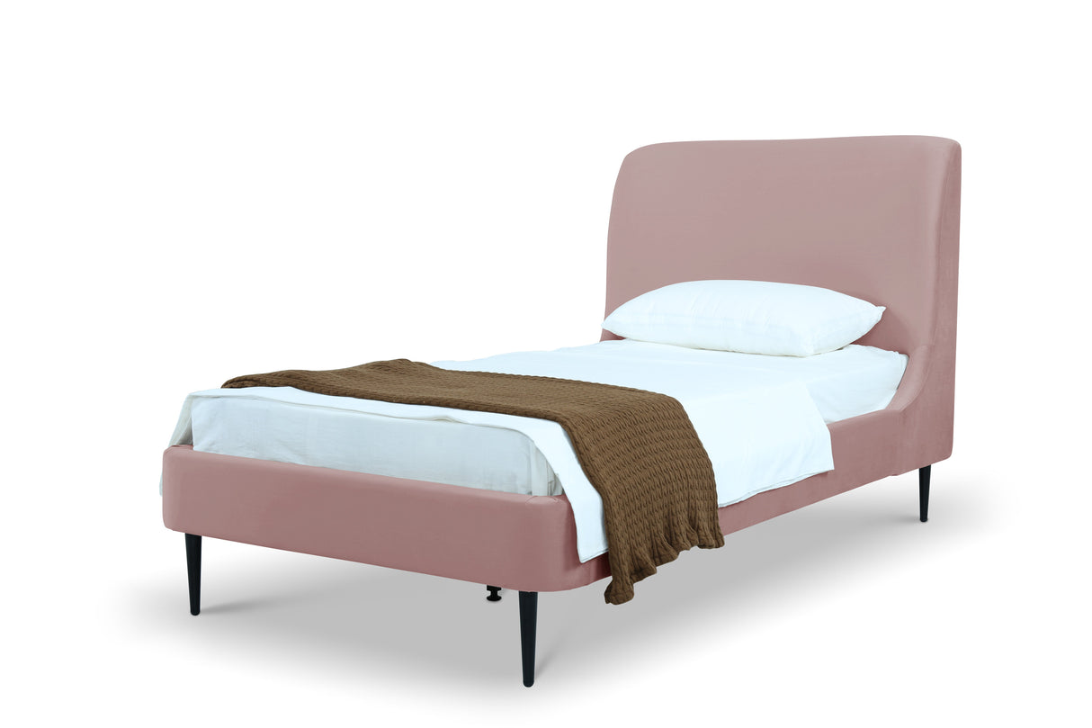 Heather Twin Bed in Blush with Black Legs by Manhattan Comfort at Eve Furniture