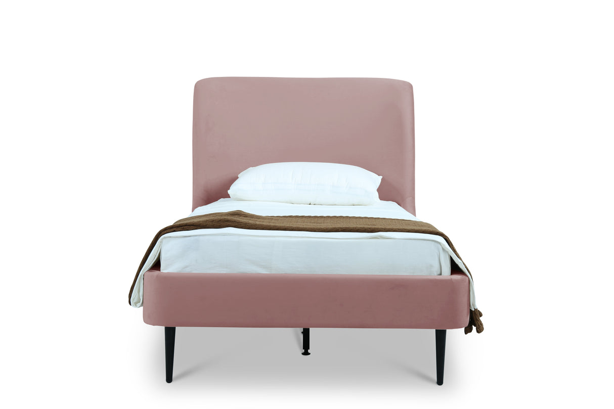Heather Twin Bed in Blush with Black Legs by Manhattan Comfort at Eve Furniture