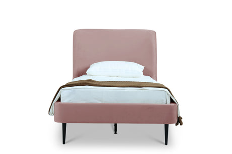 Heather Twin Bed in Blush with Black Legs by Manhattan Comfort at Eve Furniture