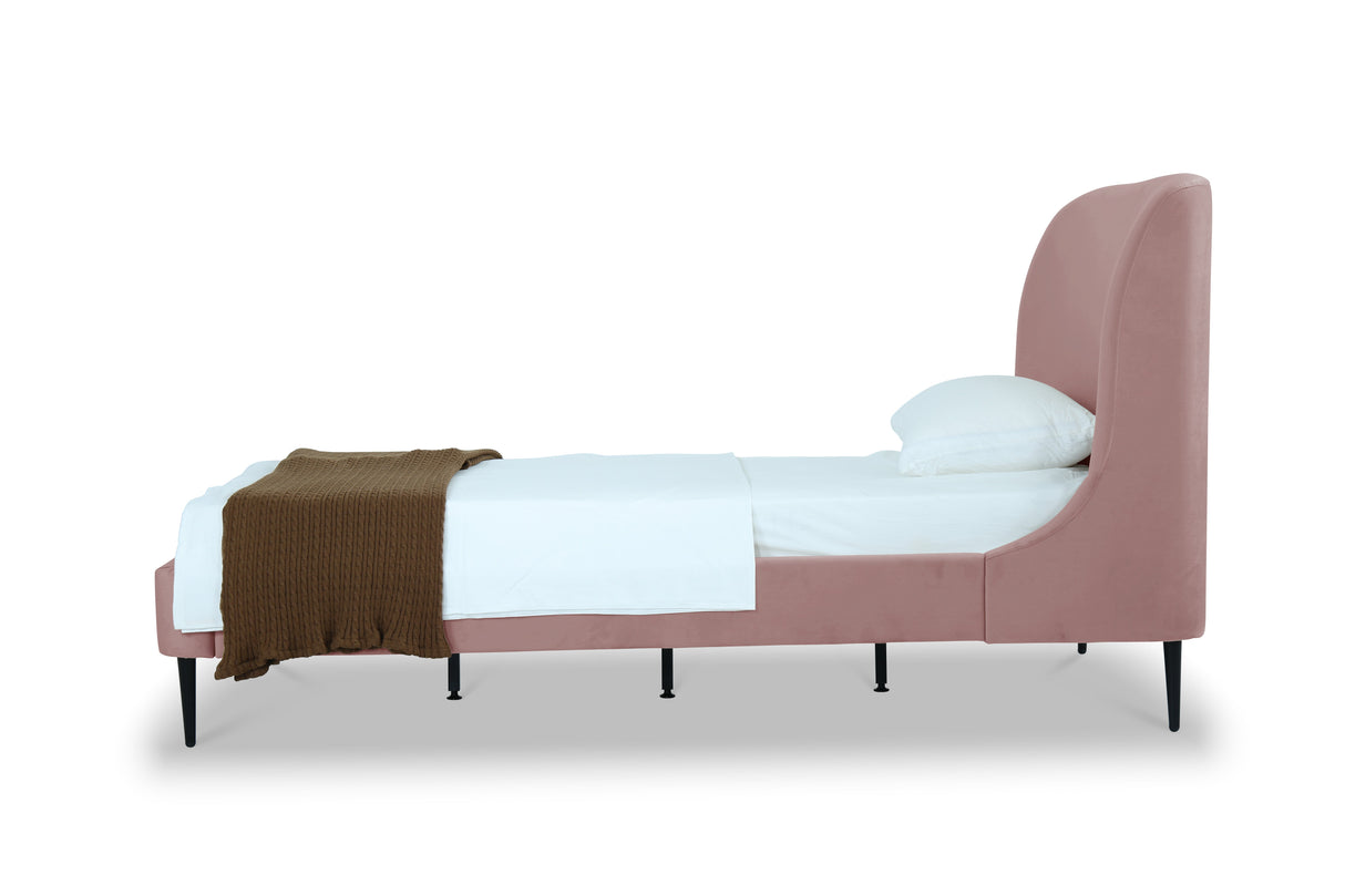 Heather Twin Bed in Blush with Black Legs by Manhattan Comfort at Eve Furniture