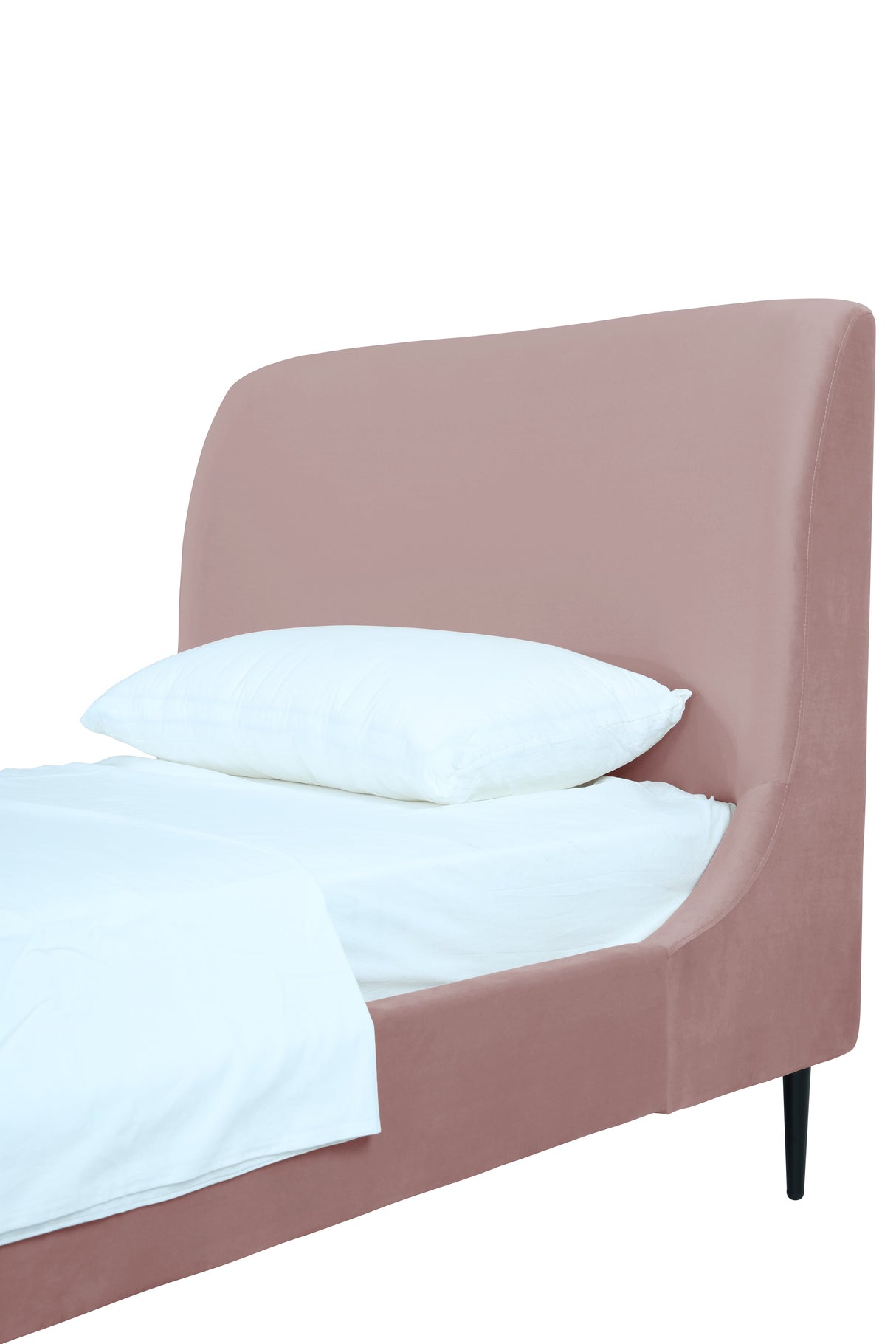 Heather Twin Bed in Blush with Black Legs by Manhattan Comfort at Eve Furniture