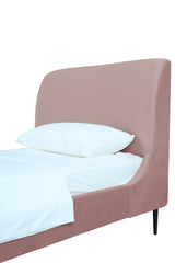 Heather Twin Bed in Blush with Black Legs by Manhattan Comfort at Eve Furniture