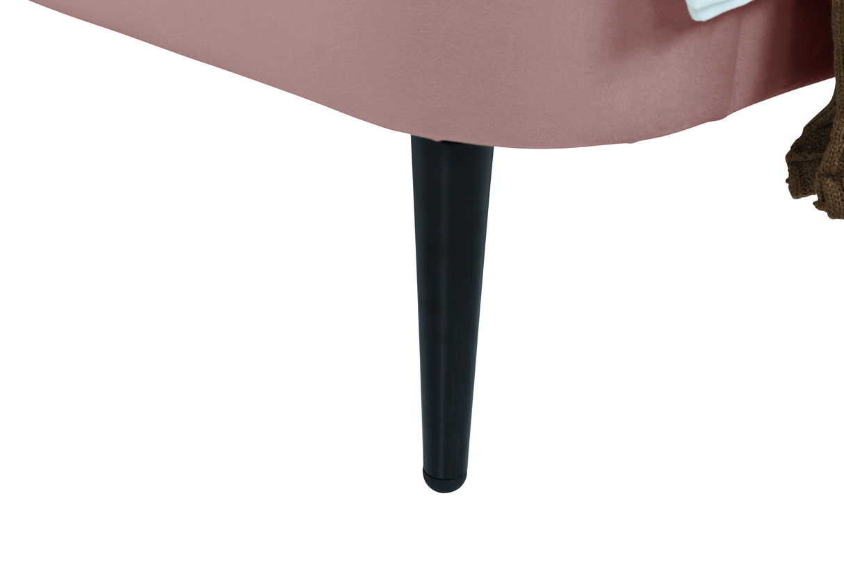 Heather Twin Bed in Blush with Black Legs by Manhattan Comfort at Eve Furniture