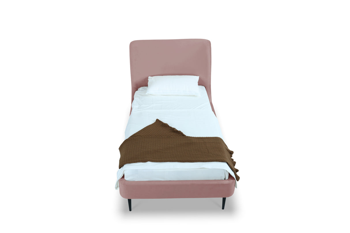 Heather Twin Bed in Blush with Black Legs by Manhattan Comfort at Eve Furniture