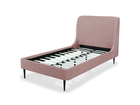 Heather Twin Bed in Blush with Black Legs by Manhattan Comfort at Eve Furniture