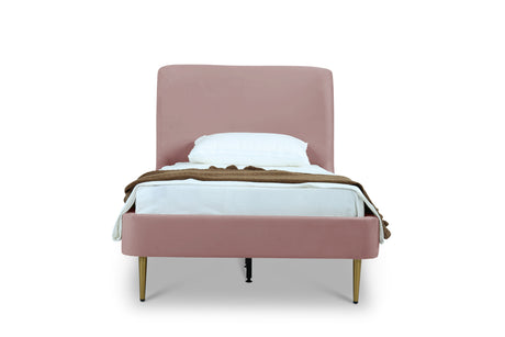 Heather Twin Bed in Blush with Gold Legs by Manhattan Comfort at Eve Furniture