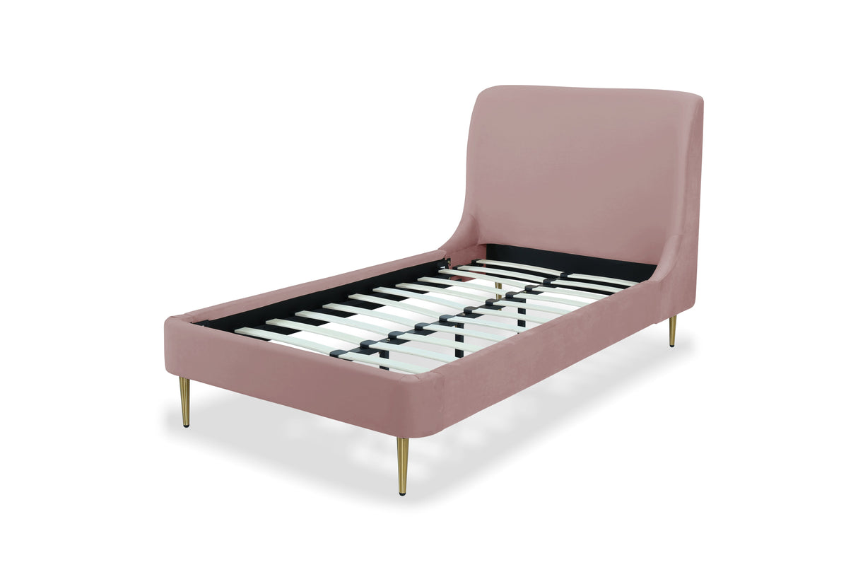 Heather Twin Bed in Blush with Gold Legs by Manhattan Comfort at Eve Furniture