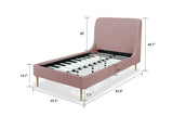 Heather Twin Bed in Blush with Gold Legs by Manhattan Comfort at Eve Furniture