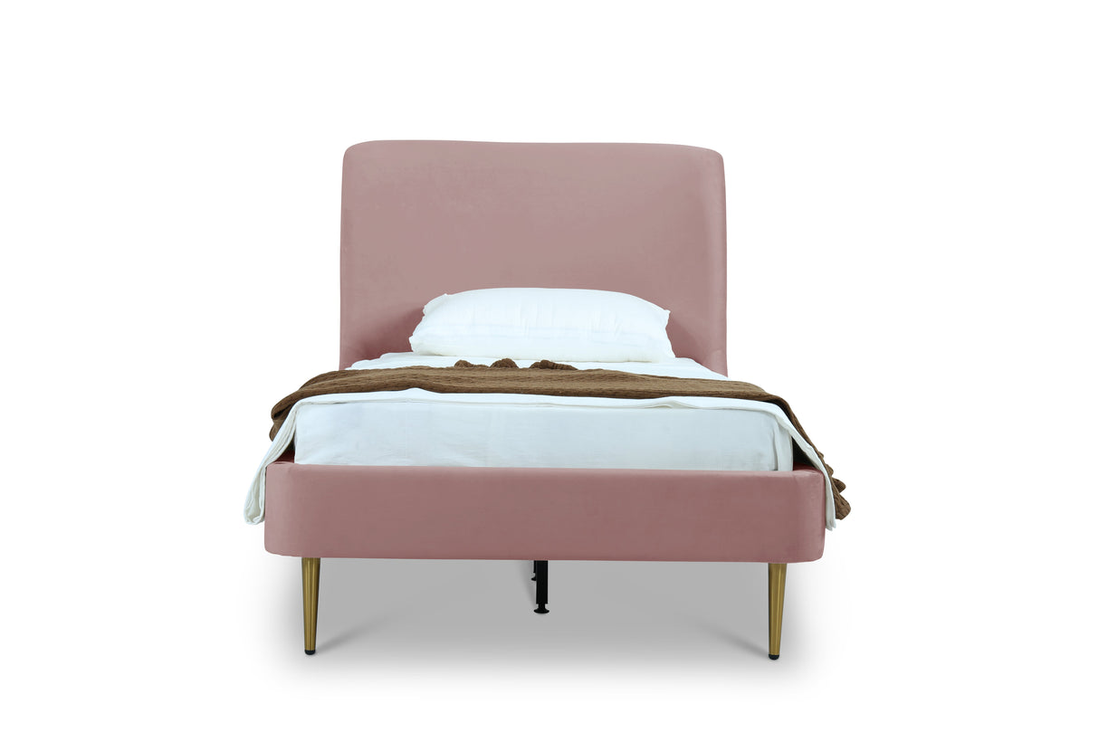 Heather Twin Bed in Blush with Gold Legs by Manhattan Comfort at Eve Furniture
