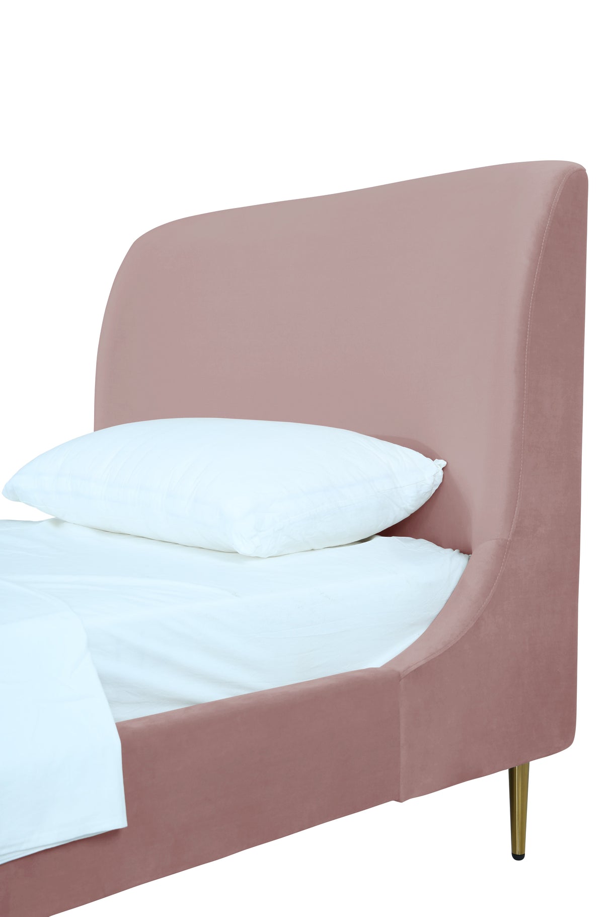 Heather Twin Bed in Blush with Gold Legs by Manhattan Comfort at Eve Furniture