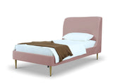 Heather Twin Bed in Blush with Gold Legs by Manhattan Comfort at Eve Furniture