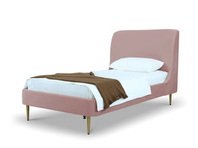 Heather Twin Bed in Blush with Gold Legs by Manhattan Comfort at Eve Furniture