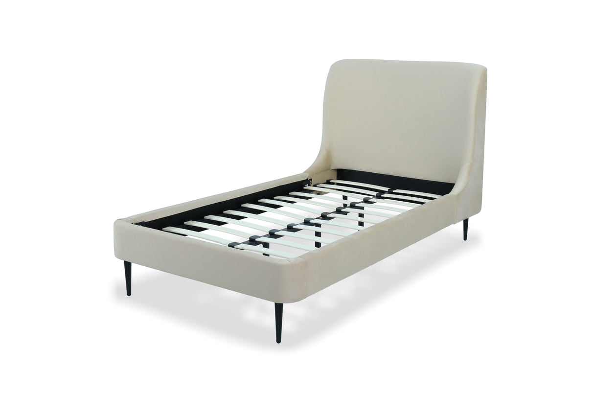 Heather Twin Bed in Cream with Black Legs by Manhattan Comfort at Eve Furniture