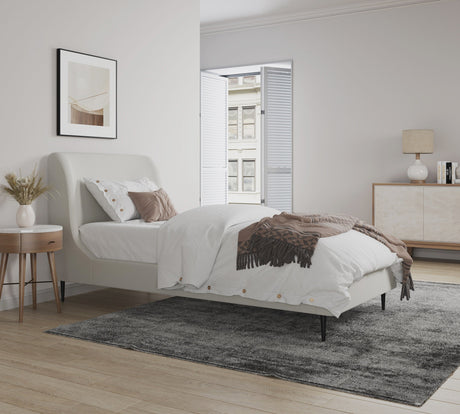 Heather Twin Bed in Cream with Black Legs by Manhattan Comfort at Eve Furniture