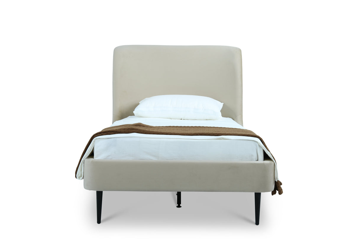 Heather Twin Bed in Cream with Black Legs by Manhattan Comfort at Eve Furniture