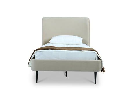 Heather Twin Bed in Cream with Black Legs by Manhattan Comfort at Eve Furniture
