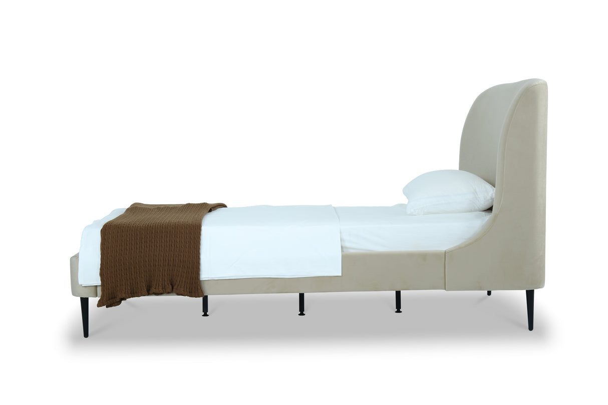 Heather Twin Bed in Cream with Black Legs by Manhattan Comfort at Eve Furniture