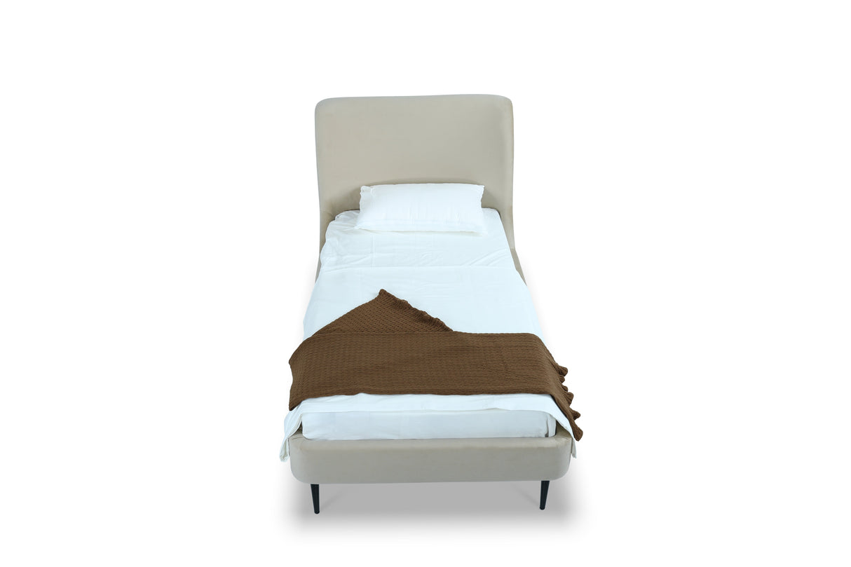 Heather Twin Bed in Cream with Black Legs by Manhattan Comfort at Eve Furniture