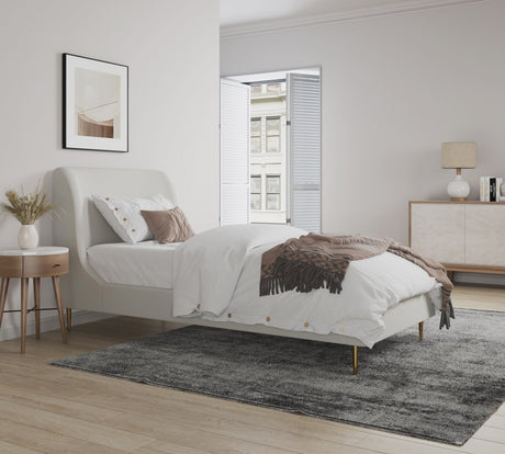 Heather Twin Bed in Cream with Gold Legs by Manhattan Comfort at Eve Furniture