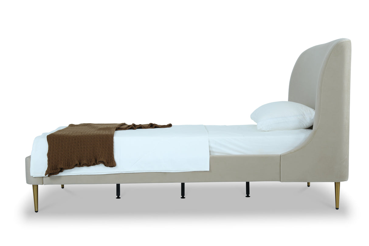 Heather Twin Bed in Cream with Gold Legs by Manhattan Comfort at Eve Furniture