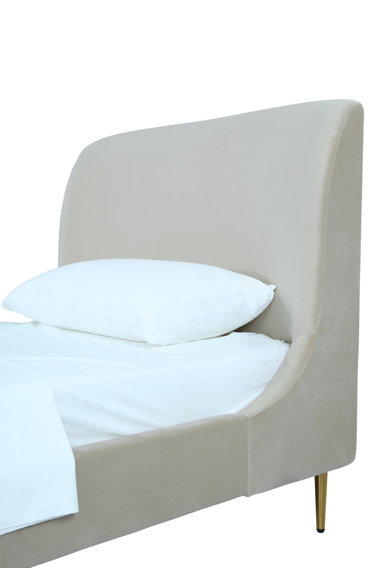 Heather Twin Bed in Cream with Gold Legs by Manhattan Comfort at Eve Furniture