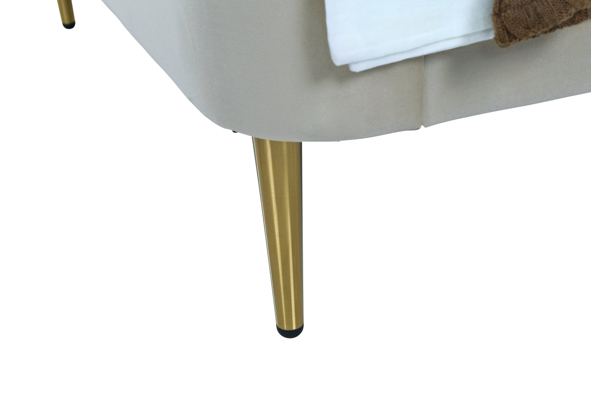 Heather Twin Bed in Cream with Gold Legs by Manhattan Comfort at Eve Furniture