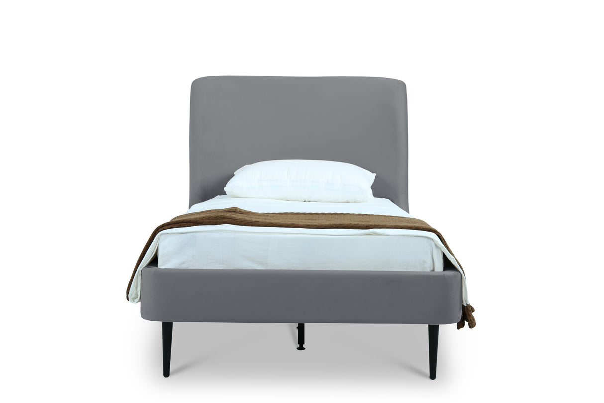 Heather Twin Bed in Grey with Black Legs by Manhattan Comfort at Eve Furniture