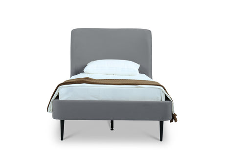 Heather Twin Bed in Grey with Black Legs by Manhattan Comfort at Eve Furniture