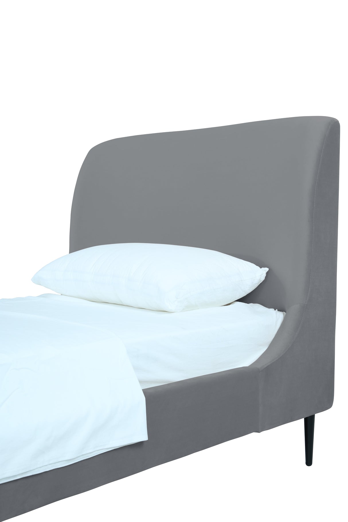 Heather Twin Bed in Grey with Black Legs by Manhattan Comfort at Eve Furniture