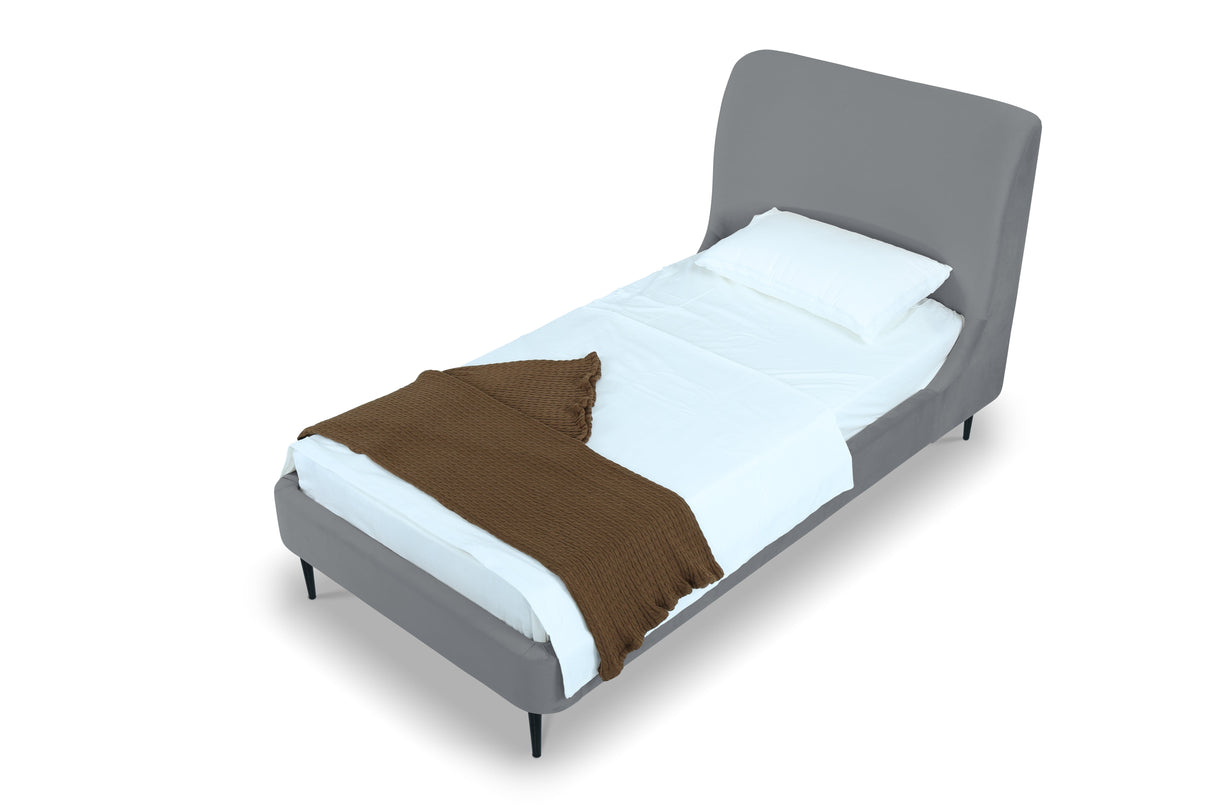 Heather Twin Bed in Grey with Black Legs by Manhattan Comfort at Eve Furniture