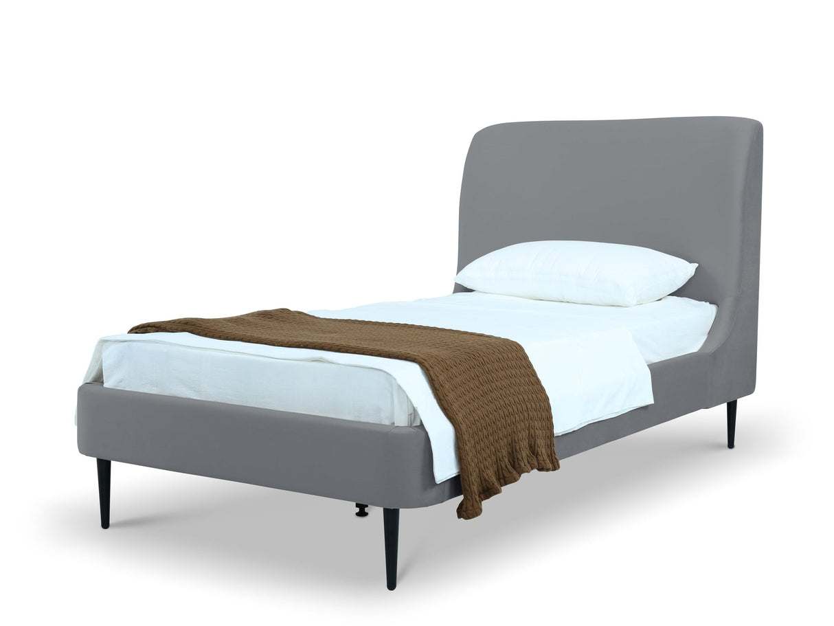 Heather Twin Bed in Grey with Black Legs by Manhattan Comfort at Eve Furniture