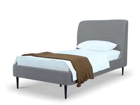 Heather Twin Bed in Grey with Black Legs by Manhattan Comfort at Eve Furniture