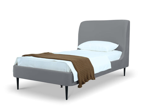 Heather Twin Bed in Grey with Black Legs by Manhattan Comfort at Eve Furniture