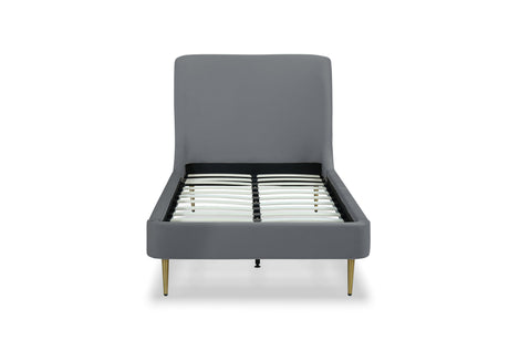 Heather Twin Bed in Grey with Gold Legs by Manhattan Comfort at Eve Furniture
