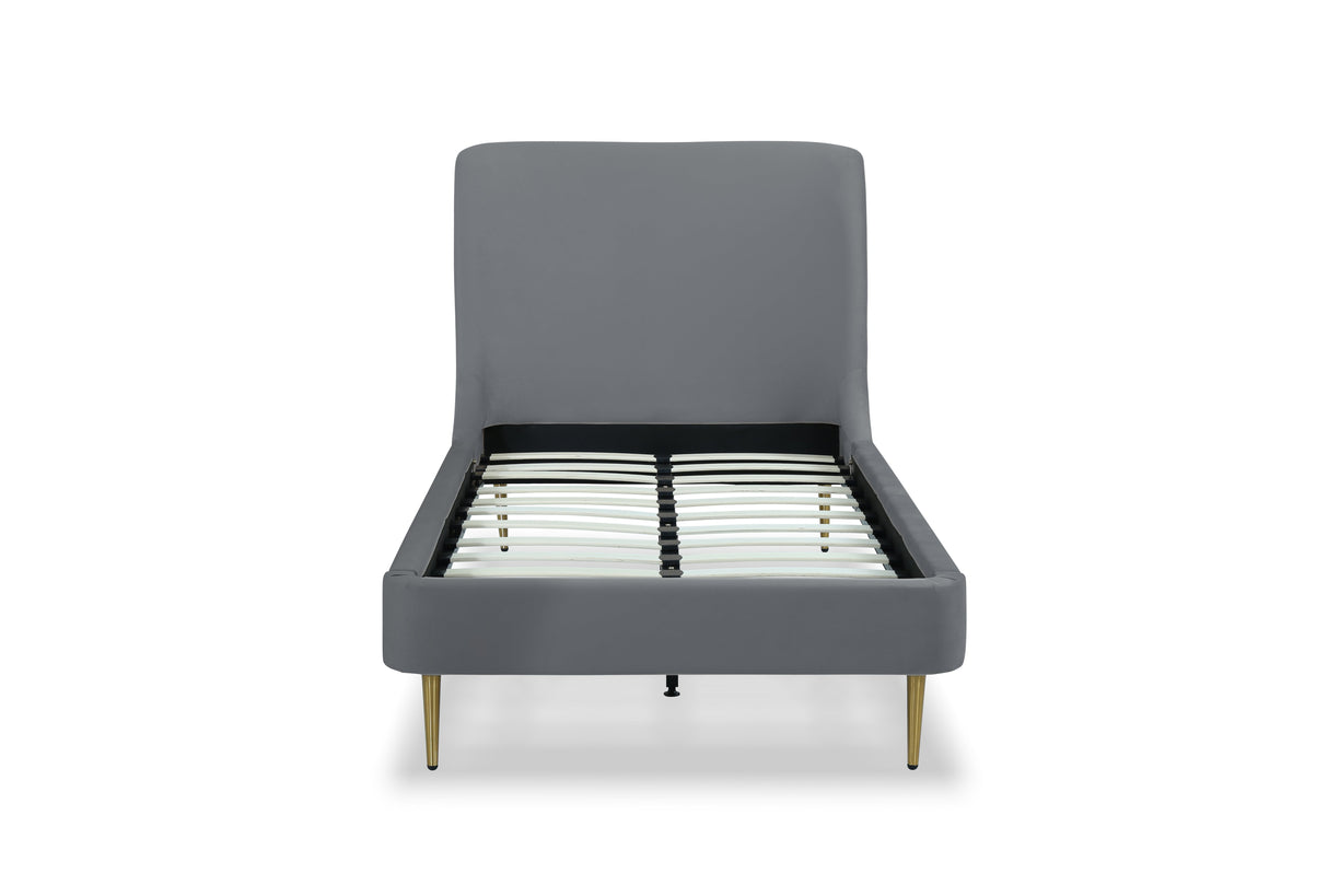 Heather Twin Bed in Grey with Gold Legs by Manhattan Comfort at Eve Furniture