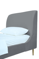 Heather Twin Bed in Grey with Gold Legs by Manhattan Comfort at Eve Furniture