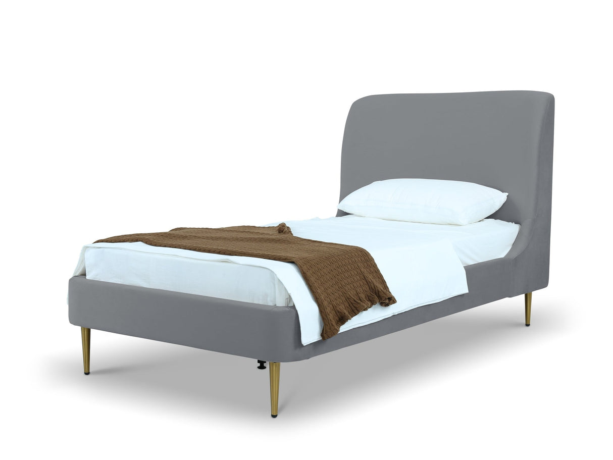 Heather Twin Bed in Grey with Gold Legs by Manhattan Comfort at Eve Furniture