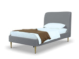 Heather Twin Bed in Grey with Gold Legs by Manhattan Comfort at Eve Furniture