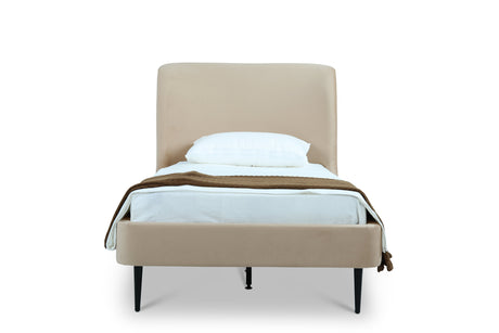 Heather Twin Bed in Taupe with Black Legs by Manhattan Comfort at Eve Furniture