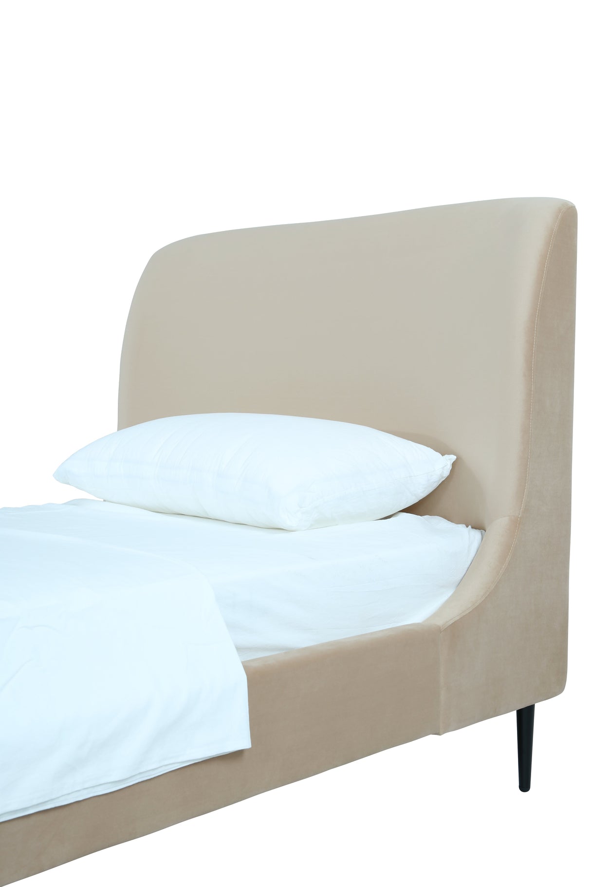 Heather Twin Bed in Taupe with Black Legs by Manhattan Comfort at Eve Furniture