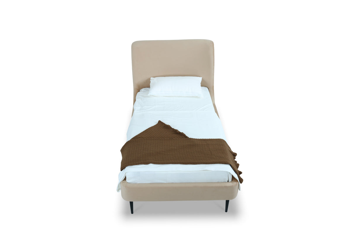 Heather Twin Bed in Taupe with Black Legs by Manhattan Comfort at Eve Furniture