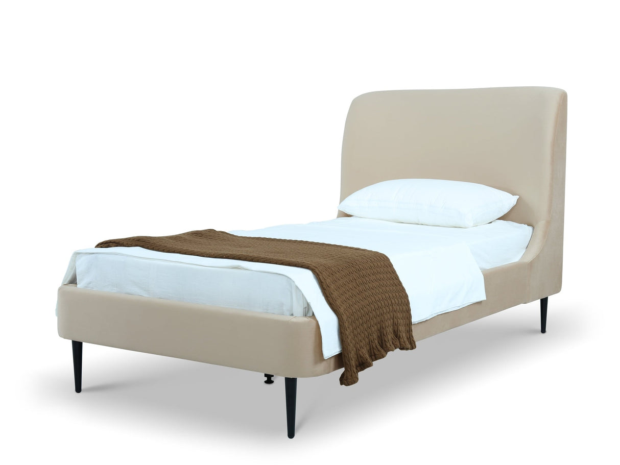 Heather Twin Bed in Taupe with Black Legs by Manhattan Comfort at Eve Furniture
