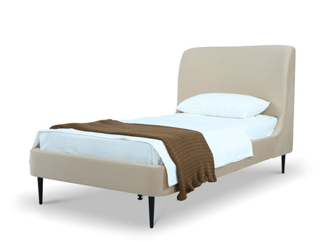 Heather Twin Bed in Taupe with Black Legs by Manhattan Comfort at Eve Furniture