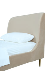 Heather Twin Bed in Taupe with Gold Legs by Manhattan Comfort at Eve Furniture