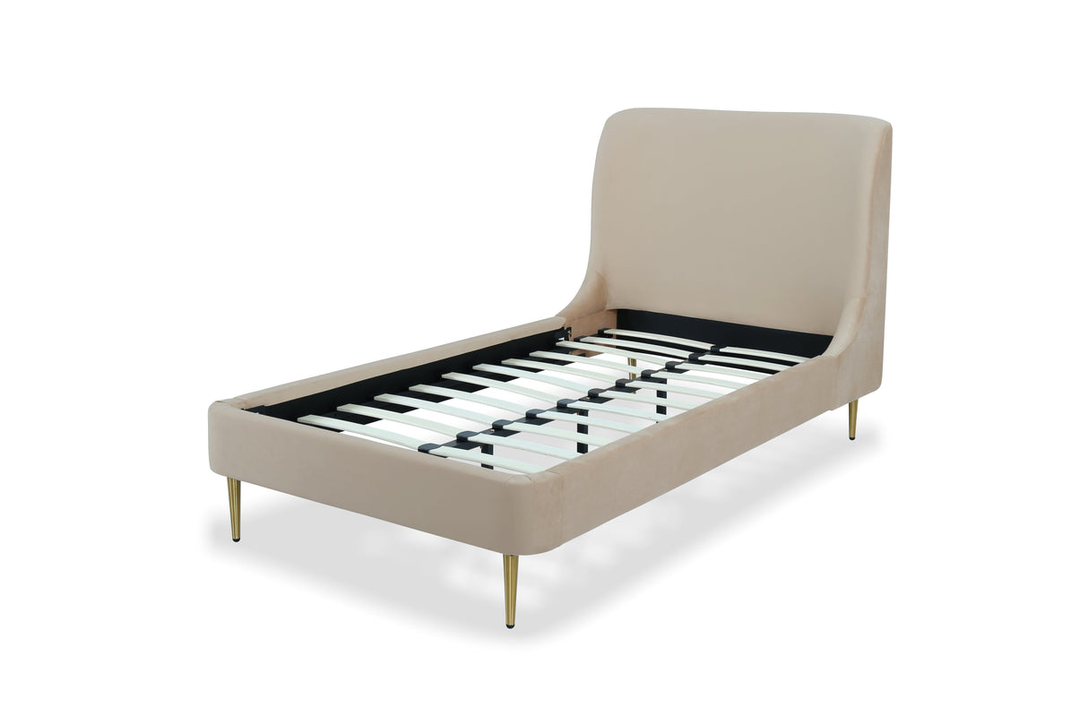 Heather Twin Bed in Taupe with Gold Legs by Manhattan Comfort at Eve Furniture