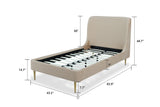 Heather Twin Bed in Taupe with Gold Legs by Manhattan Comfort at Eve Furniture