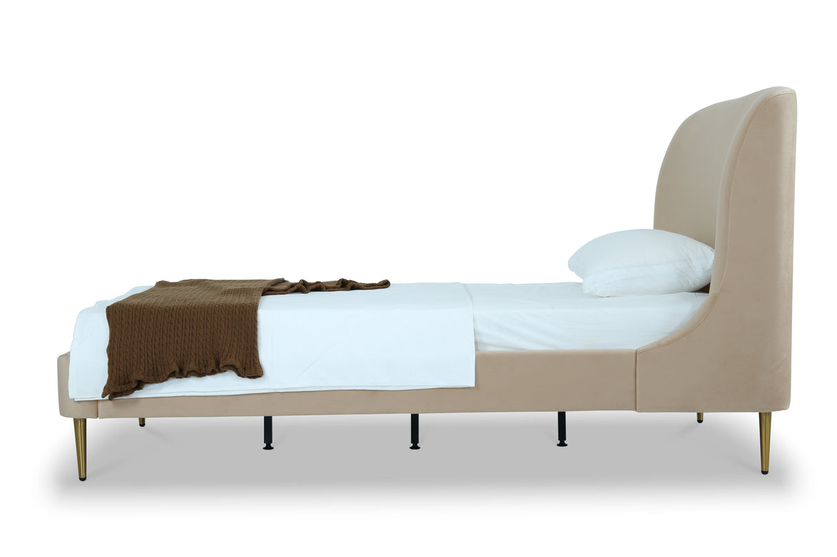 Heather Twin Bed in Taupe with Gold Legs by Manhattan Comfort at Eve Furniture