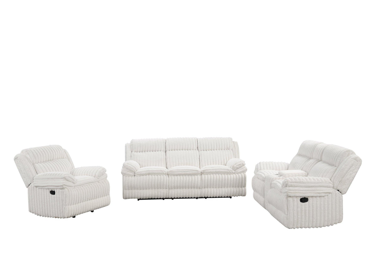 Heaven White 3-Piece Reclining Living Room Set by Happy Homes at Eve Furniture