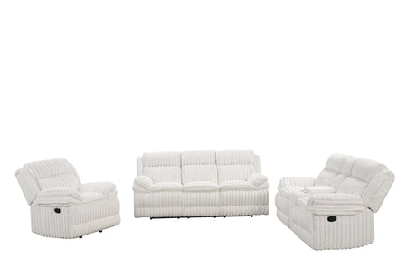 Heaven White 3-Piece Reclining Living Room Set by Happy Homes at Eve Furniture