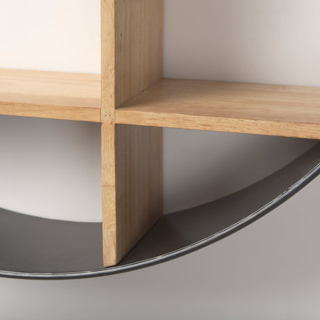Hector Brown Wood W/ Black Metal Round Wall Shelf by Mercana at Eve Furniture
